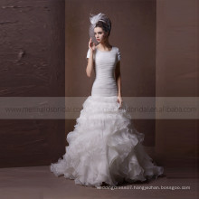 Graceful Square Neck Fish Style DelicateRuffle ORG Wedding Dress With Chapel Train